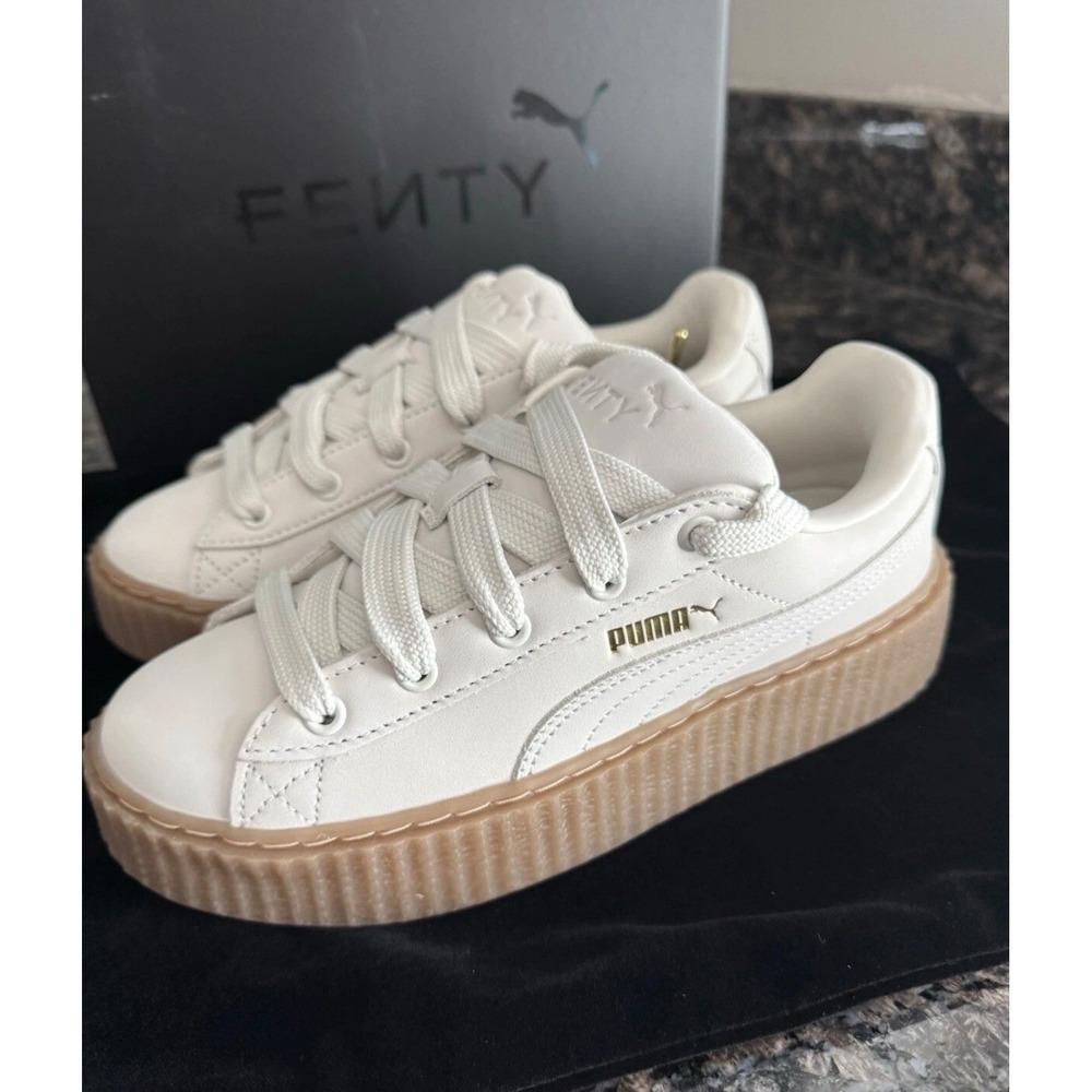 Puma Fenty Rihanna Creeper White Leather Gum Platform Sneakers 361005-06